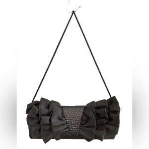 Jessica McClintock Black Ruffled Clutch Wristlet